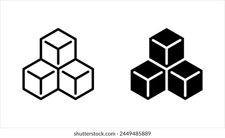 Building blocks line icon set. Thin line flat symbol of toys and construction. vector illustration on white background.