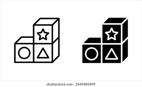 Building blocks line icon set. Thin line flat symbol of toys and construction. vector illustration on white background.