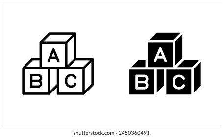 Building blocks line icon set. Thin line flat symbol of toys and construction. vector illustration on white background.