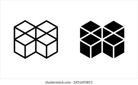 Building blocks line icon set. Thin line flat symbol of toys and construction. vector illustration on white background.