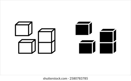 Building blocks line icon set. Thin line flat symbol of toys and construction. vector illustration on white background.