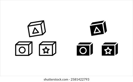 Building blocks line icon set. Thin line flat symbol of toys and construction. vector illustration on white background.