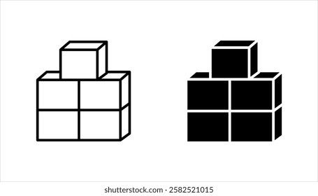 Building blocks line icon set. Thin line flat symbol of toys and construction. vector illustration on white background.