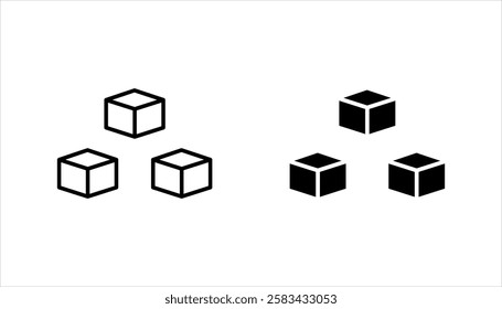 Building blocks line icon set. Thin line flat symbol of toys and construction. vector illustration on white background.