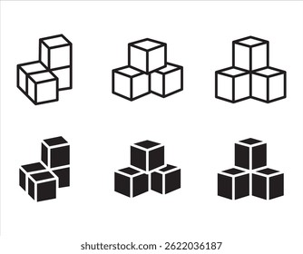 Conjunto de ícones de linha de blocos de construção. Símbolo plano de linha fina de brinquedos e construção. ilustração vetorial sobre fundo branco.