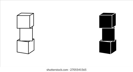 Bausteine, Zeilen-Symbolsatz. Dünne Linie flaches Symbol für Spielzeug und Konstruktion. weißer Hintergrund. Vektorgrafik eps10.