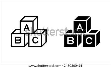 Building blocks line icon set. Thin line flat symbol of toys and construction. vector illustration on white background.
