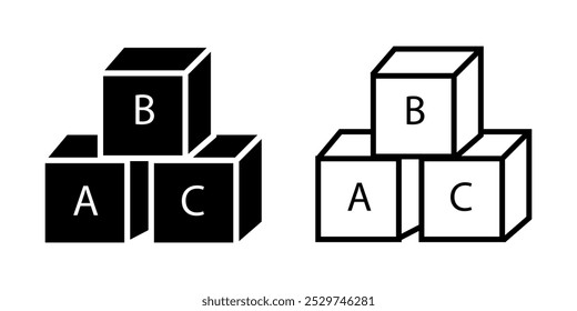 Ícone do conjunto de linhas dos blocos de construção no plano de fundo branco
