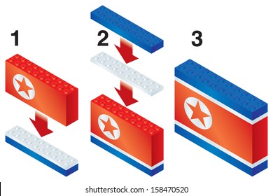 Building Blocks making North Korean Flag