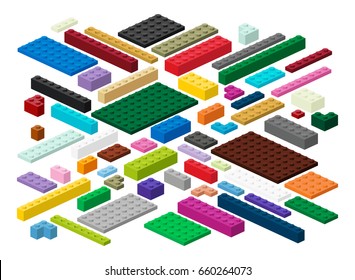 Building blocks and plates for children in vector (easily modifiable for graphic designers)