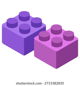 Building blocks play activity kindergarten flat color vector illustration template design