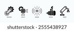 Building Blocks Of Robotics And Automation Icon Set Vector Illustration Concept With Icon Of Machine, Circuit, Sensor, Motor, Robot In Glyph Style