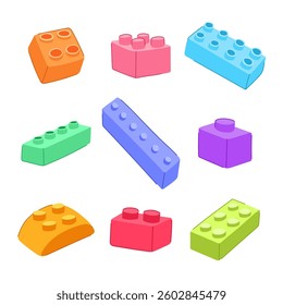 building blocks set cartoon. creative play, kids toy, colorful shapes building blocks sign. isolated symbol vector illustration