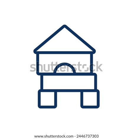 Building Blocks Toy Icon. Thin Line Illustration of Children's Wooden Block Tower Construction, Symbolizing Playtime, Education, and Creativity. Isolated Outline Vector Sign.