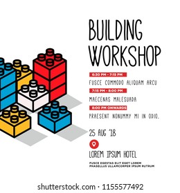 Building Blocks Vector Illustration Workshop Poster With Date And Venue Details 