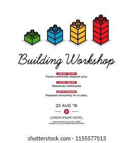 Building Blocks Vector Illustration Workshop Poster with Date and Venue Details 