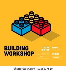 Building Blocks Vector Illustration Workshop Poster with Date and Venue Details 