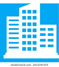 Building blue color silhouette icon vector illustration. Fit for real estate presentation