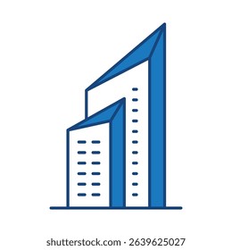 Building Blue Line Editable Stroke Icon. Real Estate, Building, House, Home, Property Vector Illustration