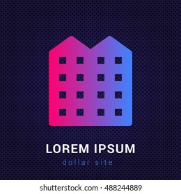 Building Blue & Red colorfull gradient attractive bright material Icon / Logo Design