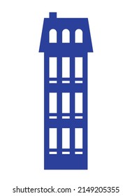 building blue silhouette facade icon