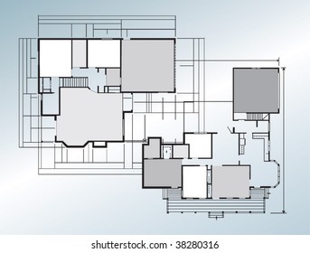 Building blueprint with separate rooms