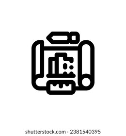 building blueprint vector icon. real estate icon outline style. perfect use for logo, presentation, website, and more. simple modern icon design line style