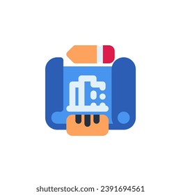 icono del vector de creación de blueprint. icono inmobiliario estilo plano. uso perfecto para logotipo, presentación, sitio web y más. estilo de color de diseño de iconos simple