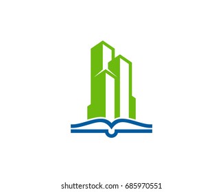 Building Book Icon Logo Design Element