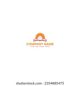 Building book logo template design. This logo was created by combining the silhouette design of a building and a book. This logo is very suitable to be the identity of a brand or business and service