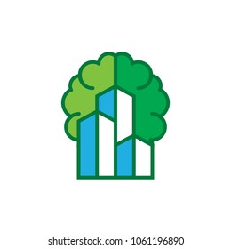 Building Brain Logo Icon Design
