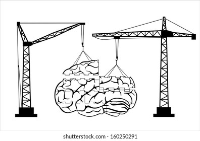Building Brain. Vector on white background