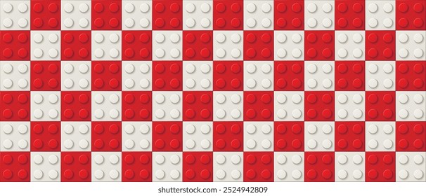 Plano de fundo do vetor de tijolos de construção. Ilustração vetorial de bloco de tijolo brinquedo para bebê e criança. Banner padrão de textura sem emenda, parede, papel de parede, post, cartaz, folheto, folheto