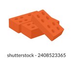 Building brick for wall. Bunch of brown rectangle blocks for masonry in cartoon style. Industrial stone brick heap isolated on white background. Flat illustration of colorful building material. Vector