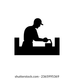 Construyendo un icono de pared de ladrillo aislado en fondo blanco