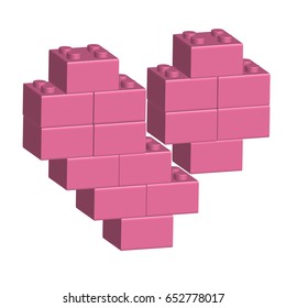 Building bricks in 3D broken heart, vector