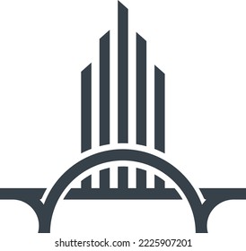 ein Gebäude und eine Brücke zusammen, um ein modernes Symbol zu machen, kann für alle Immobilienprojekte oder Bauprojekte als Logo oder als Symbol können Sie ein Logo dieser Vektorgrafik zu machen, und es wird großartig sein