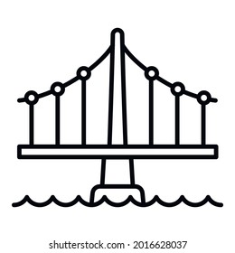 Building bridge icon. Outline building bridge vector icon for web design isolated on white background