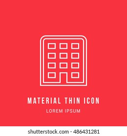 Building Bright red material designed line thin flat icon / logo