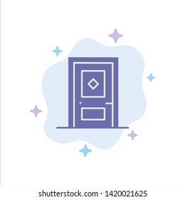 Building, Build, Construction, Door Blue Icon on Abstract Cloud Background