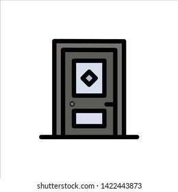 Building, Build, Construction, Door  Flat Color Icon. Vector icon banner Template