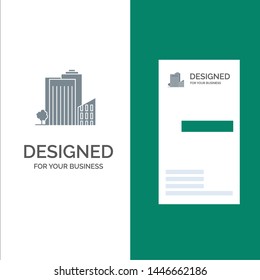 Building, Build, Dormitory, Tower, Real Estate Grey Logo Design and Business Card Template