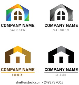 Building builders, architecture compnay colourful logo vector illustration