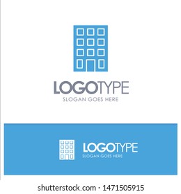 Building, Buildings, Construction Blue Solid Logo with place for tagline