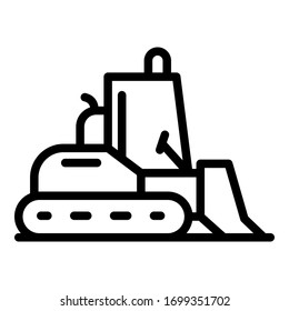 Building bulldozer icon. Outline building bulldozer vector icon for web design isolated on white background