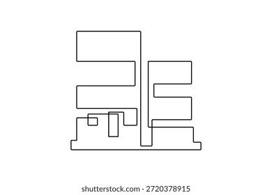 Building business icon continuous one line drawing in minimalist style for office real estate