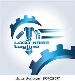 Building business logo. Illustration of nut and bolt logo for business