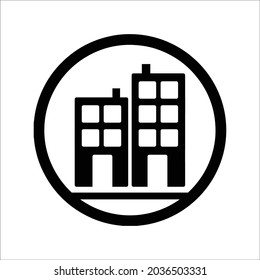 Building, business, office icon. Black vector.