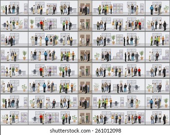 Building with business people in offices 