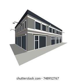 Building business store restaurant, vector